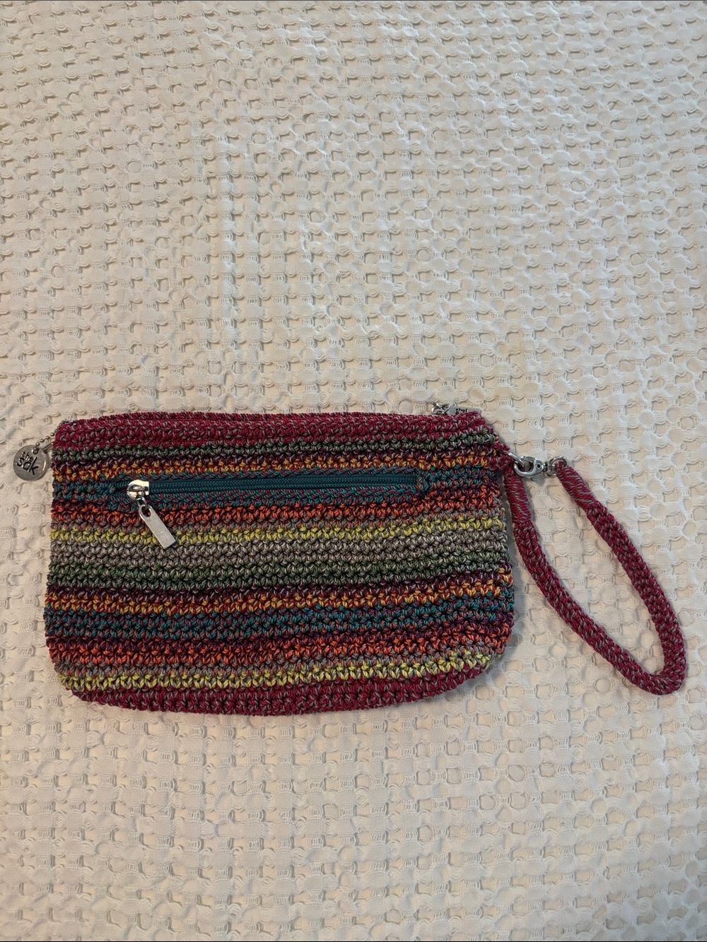 The Sak Boho Multi Colored Crochet Wristlet Wallet Clutch